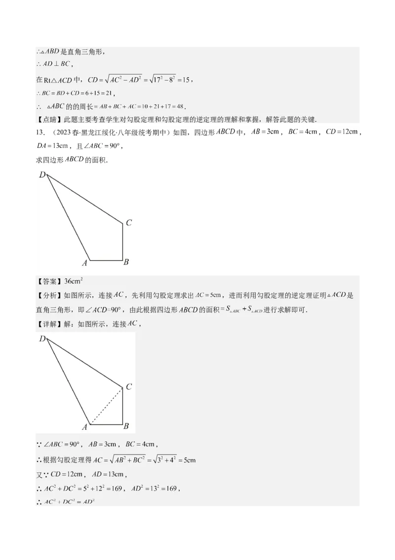1.2讲一定是直角三角形吗（解析版）_北师大初中数学_8上-北师大版初中数学_旧版_05习题试卷_帮课堂2023-2024学年八年级数学上册同步学与练（北师大版）