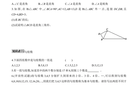 1.2　一定是直角三角形吗同步练习（含答案）2025-2026学年数学北师大版（2024）八年级上册_北师大初中数学_8上-北师大版初中数学_初中数学北师大8上-2025秋季新版_第二套推荐25