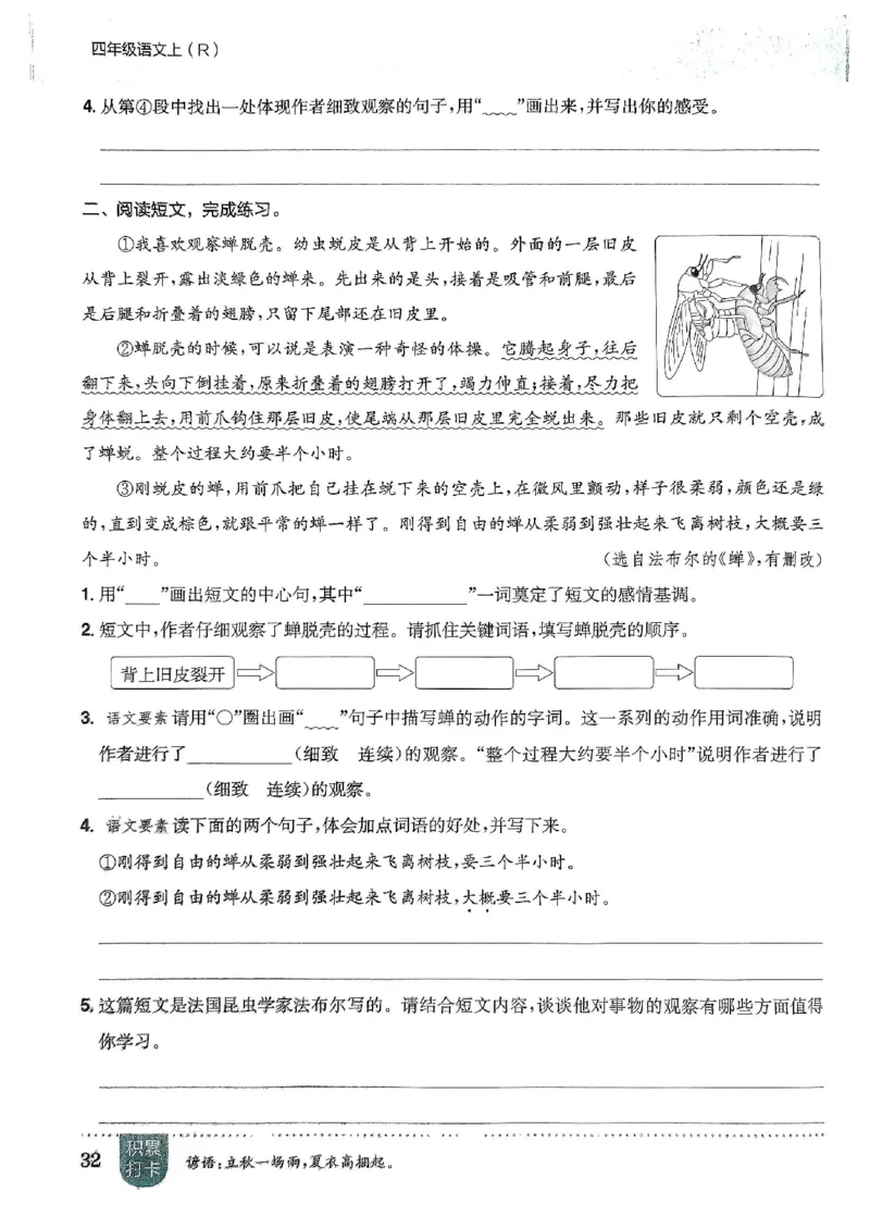 四年级语文上册人教版《黄冈小状元作业本》_25秋《黄冈小状元》系列_25秋1-6年级语文上册《黄冈小状元作业本》（有答案）