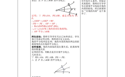 1.4第1课时角平分线的性质教案_北师大初中数学_8下-北师大版初中数学_旧版-可参考_01课件+教案+学案新课标_教案_1.BS八下第一章三角形的证明教案