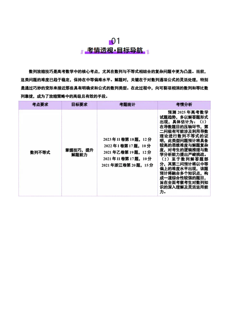 专题12数列不等式放缩技巧（讲义）（原卷版）_02高考数学_2025年新高考资料_二轮复习_01高考语文等多个文件_上好课2025年高考数学二轮复习讲练测（新高考通用）