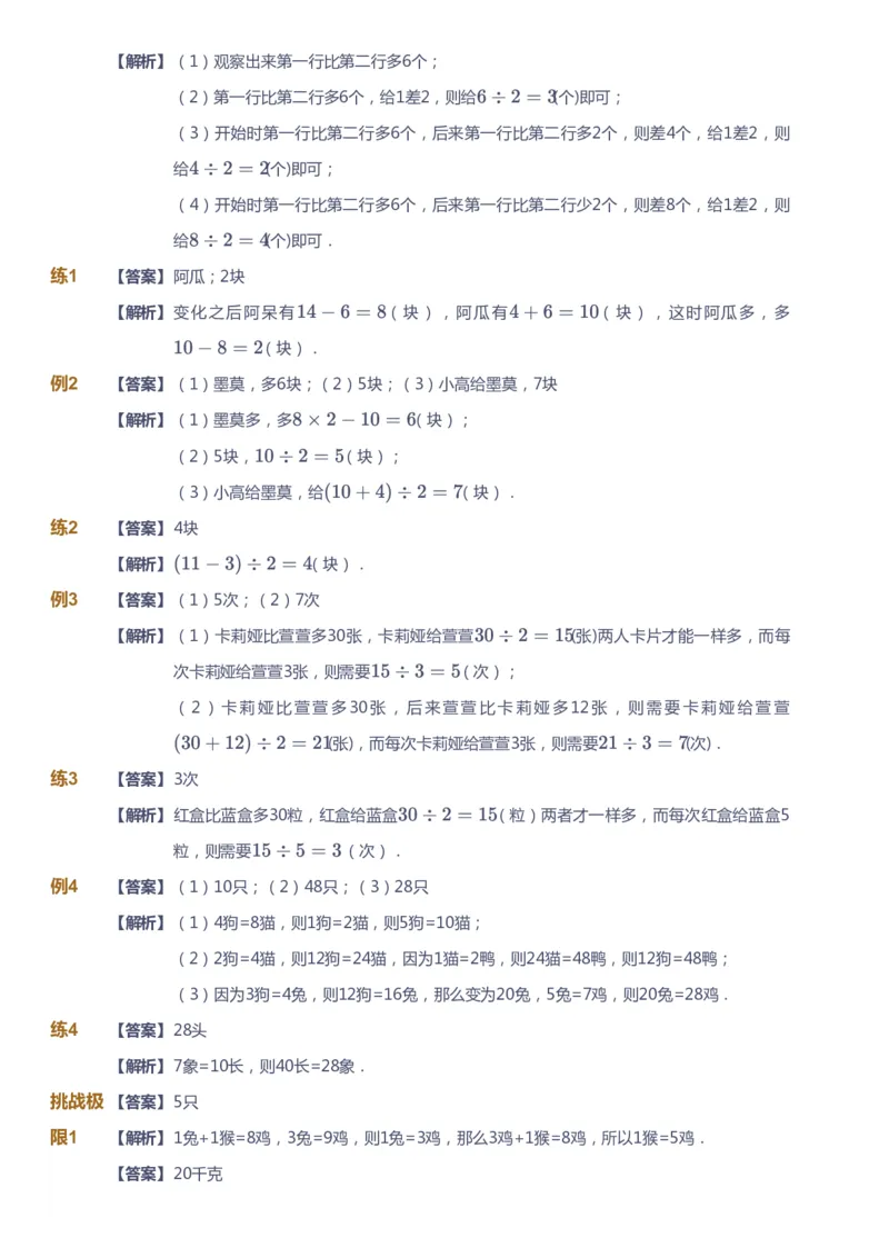 课本+自我巩固+课堂落实（答案）_《爱学习》小学初中数学和奥数资料_高斯数学爱学习课件_4奥数思维创新_三年级高斯数学思维创新_暑数学3阶思维创新