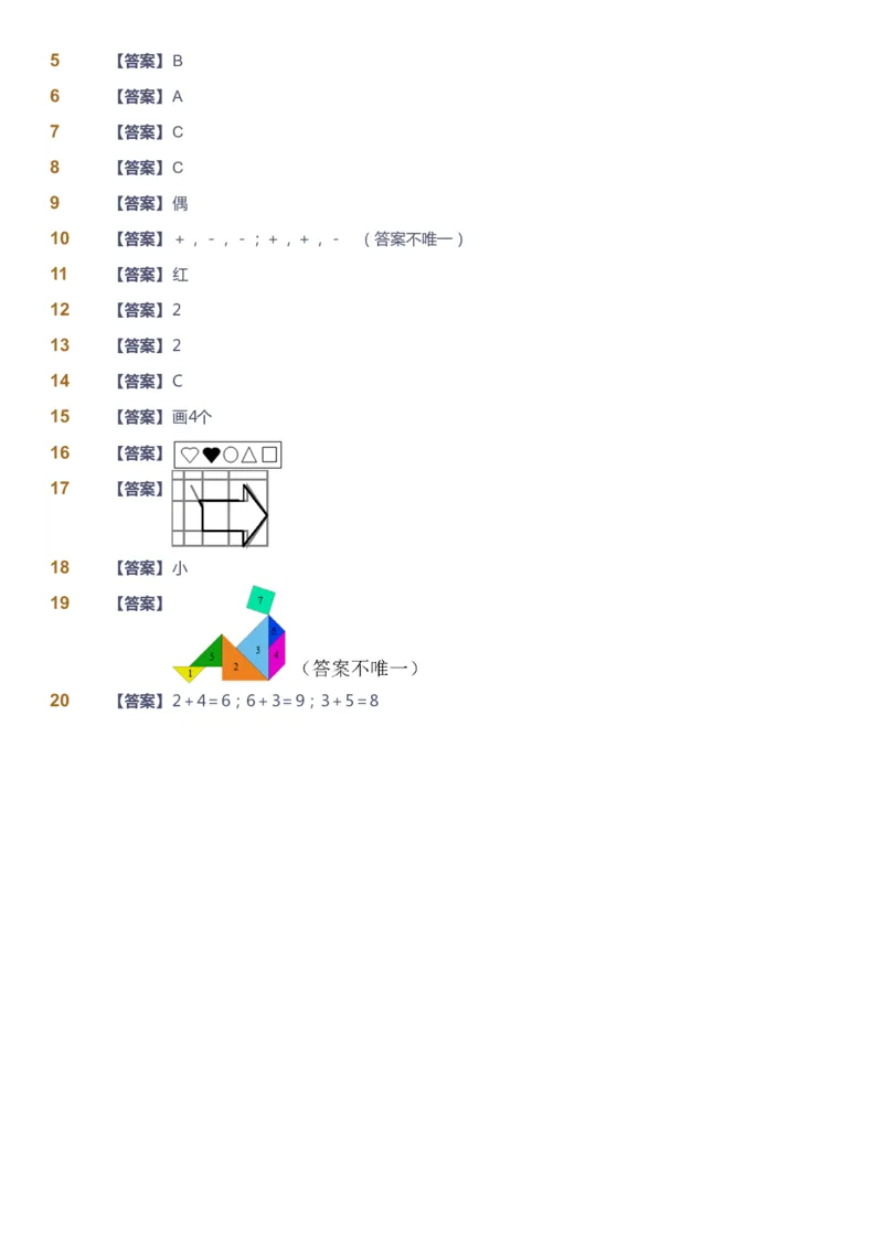 课本+自我巩固+课堂落实（答案）_《爱学习》小学初中数学和奥数资料_高斯数学爱学习课件_2人教小学能力强化_一年级高斯数学能力强化_寒数学1阶能力强化