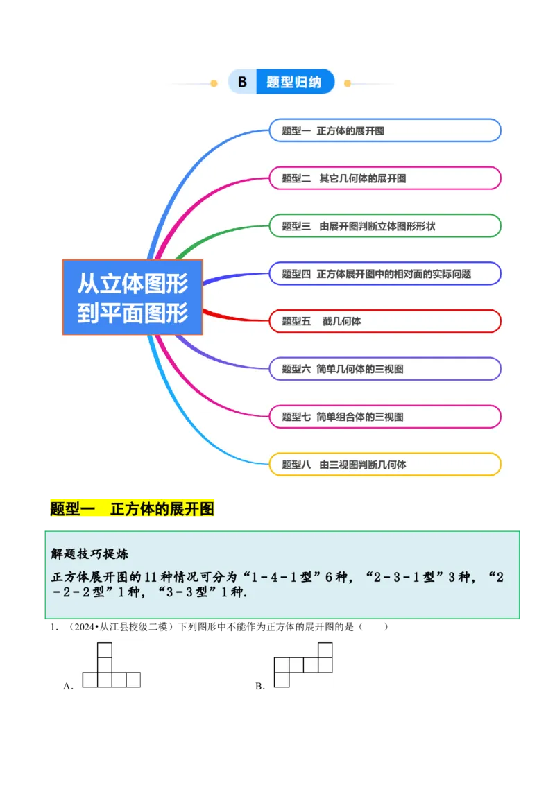 1.2从立体图形到平面图形（8大题型提分练）（原卷版）_北师大初中数学_7上-北师大版初中数学_7上-初中数学北师大（2024新版）持续更新_03课件+练习