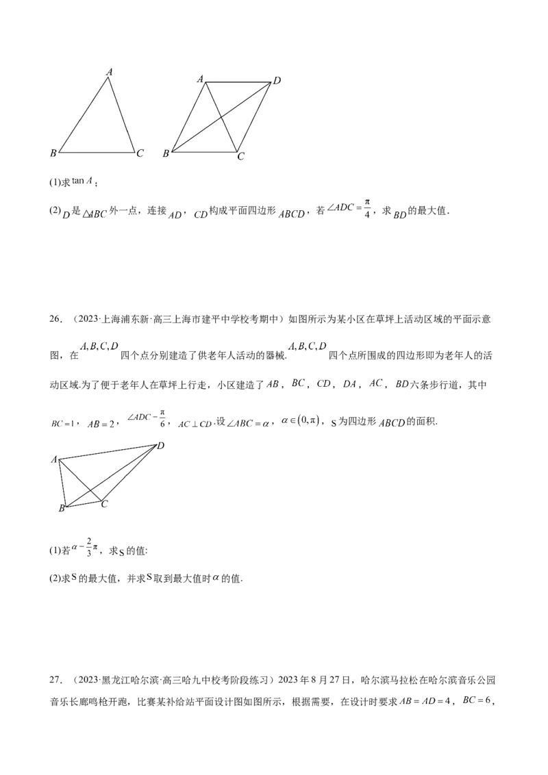 专题12正余弦定理妙解三角形问题和最值问题（练习）（原卷版）_02高考数学_新高考复习资料_2024年新高考资料_二轮复习资料_2024年高考数学二轮复习讲练测（新教材新高考）