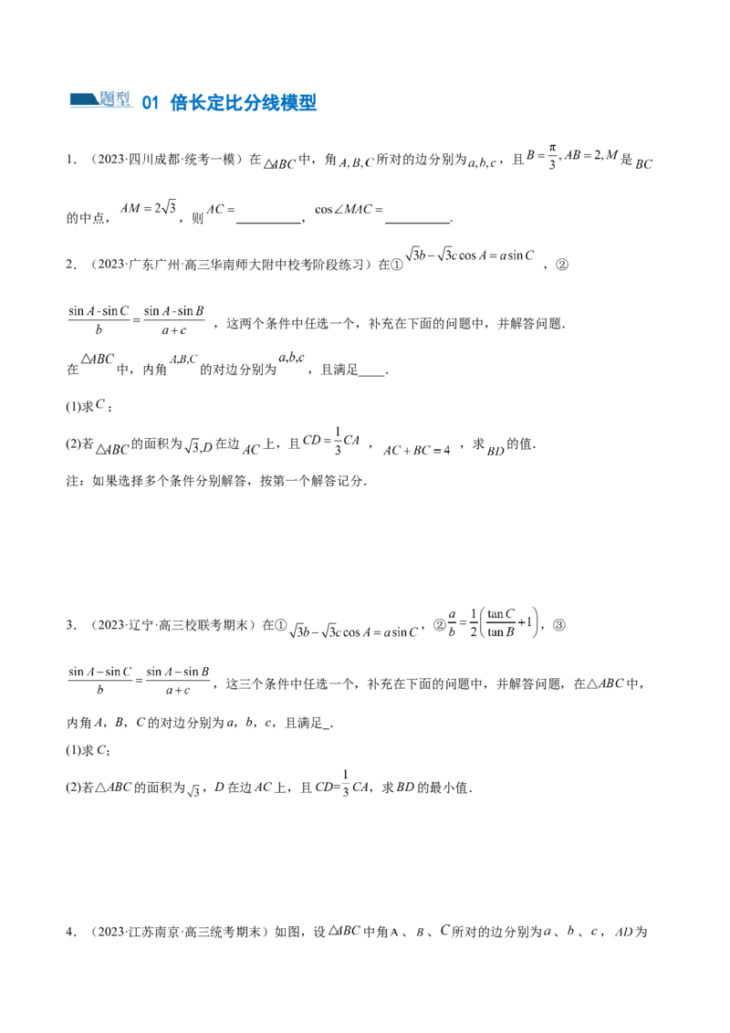 专题12正余弦定理妙解三角形问题和最值问题（练习）（原卷版）_02高考数学_新高考复习资料_2024年新高考资料_二轮复习资料_2024年高考数学二轮复习讲练测（新教材新高考）