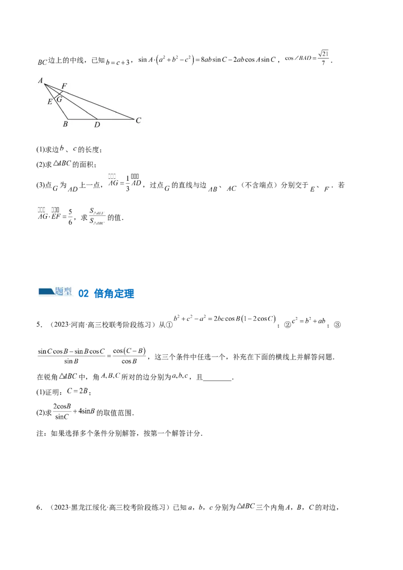专题12正余弦定理妙解三角形问题和最值问题（练习）（原卷版）_02高考数学_新高考复习资料_2024年新高考资料_二轮复习资料_2024年高考数学二轮复习讲练测（新教材新高考）