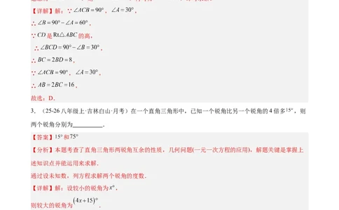 1.3直角三角形（题型专练）（解析版）_北师大初中数学_8下-北师大版初中数学_2026春新版_第二套-东方_02.北师大数学8下试题+复习26春_分层作业
