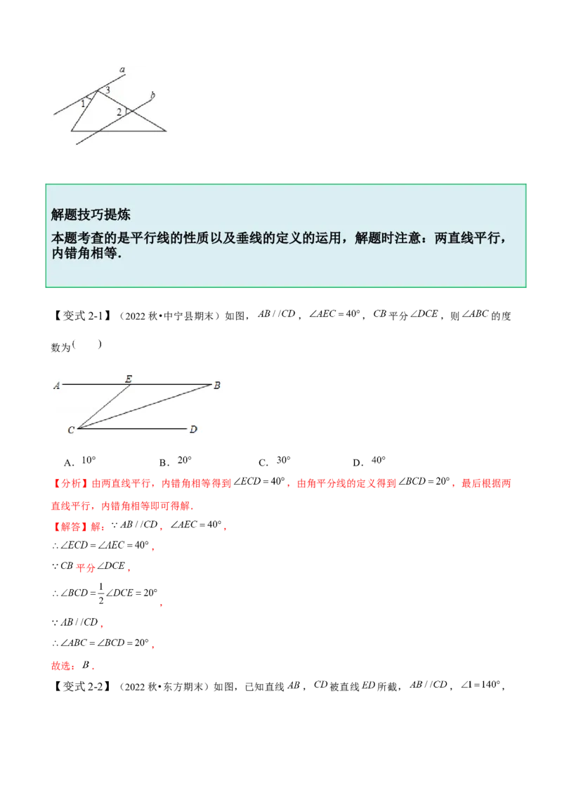 2.3平行线的性质（解析版）_北师大初中数学_7下-北师大版初中数学_7下-初中数学北师大版（旧版）赠送_06专项讲练