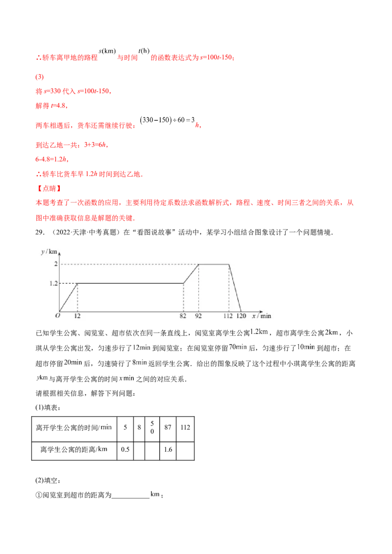4.4一次函数的应用（解析版）_北师大初中数学_8上-北师大版初中数学_旧版_05习题试卷_1课时练习_同步练习（第2套）