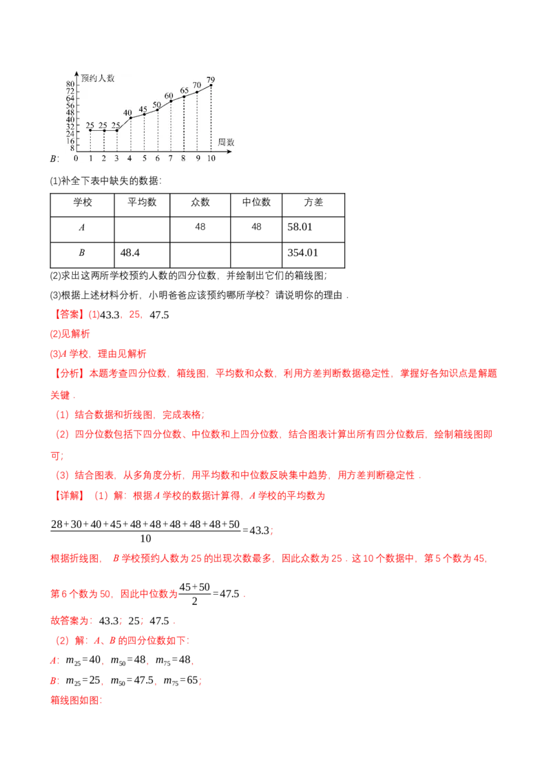 6.2中位数与箱线图（导学案）（解析版）_北师大初中数学_8上-北师大版初中数学_初中数学北师大8上-2025秋季新版_第二套推荐25_04课件+教案+学案+练习（第4套）齐全_导学案