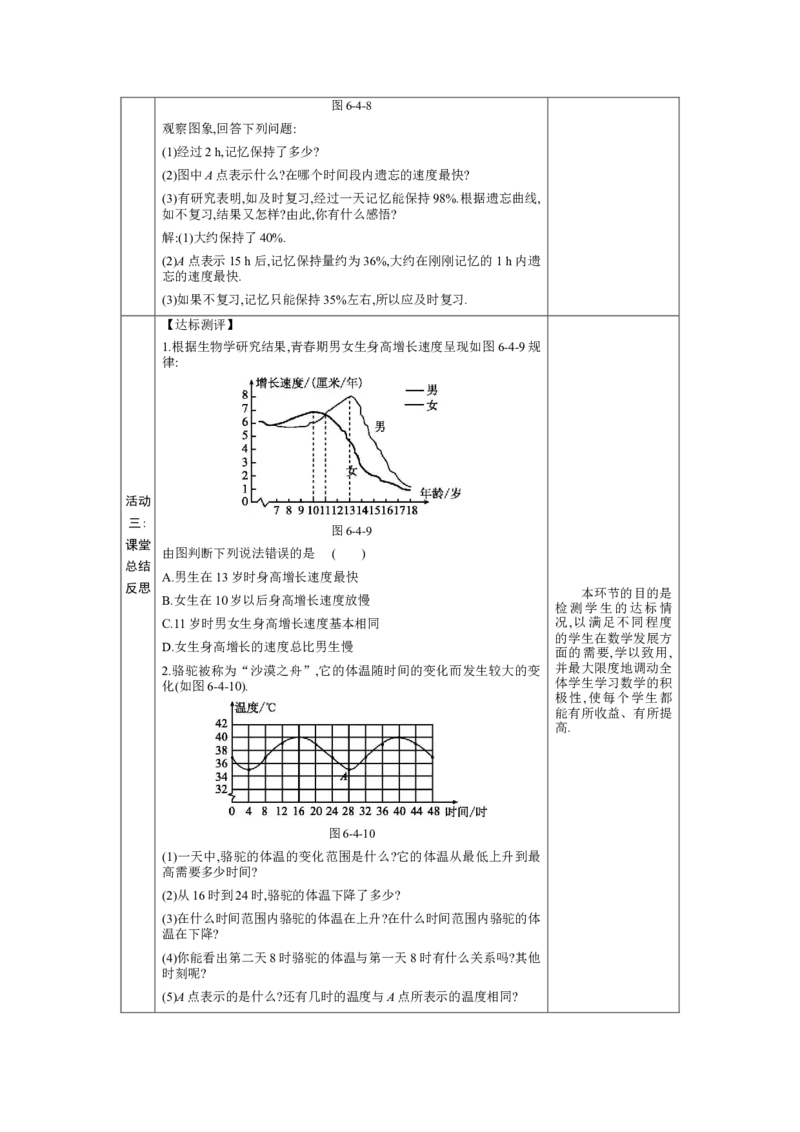 6.4用图象表示变量之间的关系第1课时教案（表格式）2024-2025学年北师大版数学七年级下册_北师大初中数学_7下-北师大版初中数学_7下-初中数学北师大版（2025春季新版）持续更新