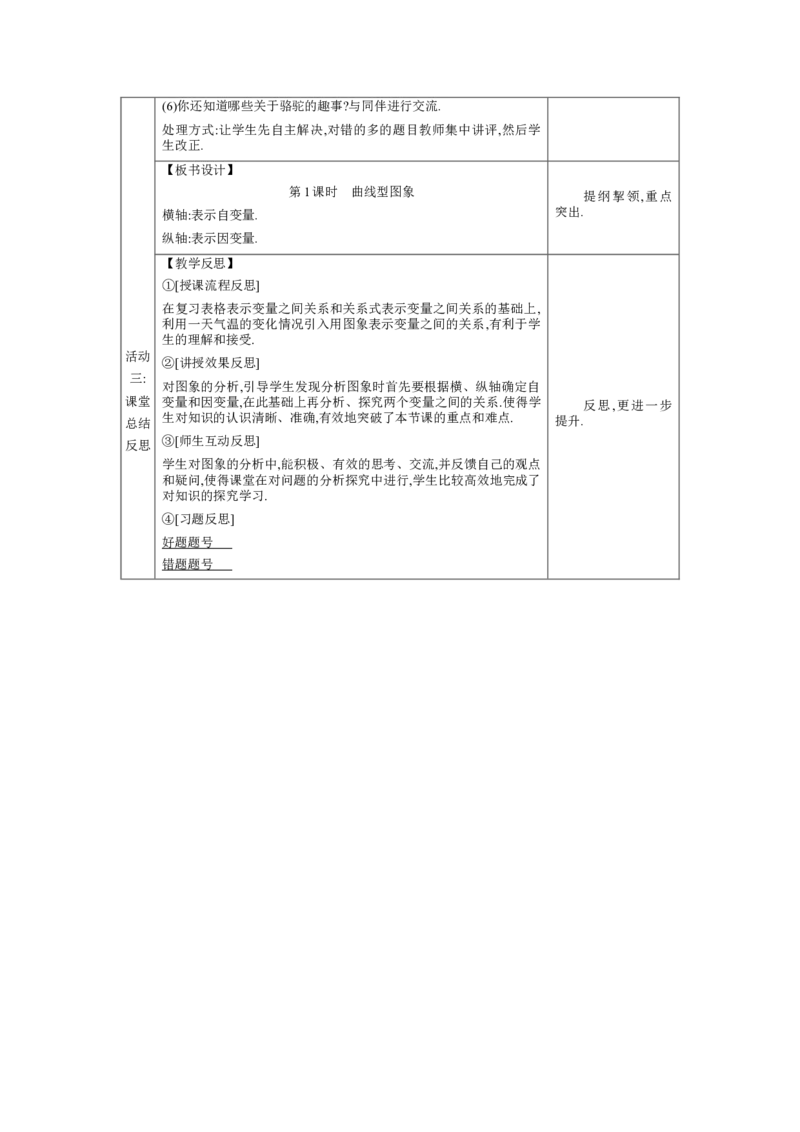 6.4用图象表示变量之间的关系第1课时教案（表格式）2024-2025学年北师大版数学七年级下册_北师大初中数学_7下-北师大版初中数学_7下-初中数学北师大版（2025春季新版）持续更新