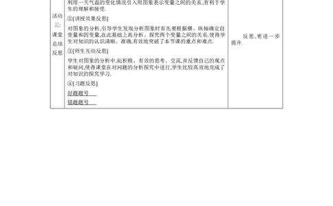 6.4用图象表示变量之间的关系第1课时教案（表格式）2024-2025学年北师大版数学七年级下册_北师大初中数学_7下-北师大版初中数学_7下-初中数学北师大版（2025春季新版）持续更新