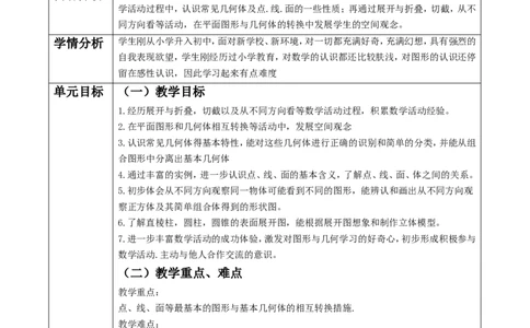 《丰富的图形世界》单元教学设计_北师大初中数学_7上-北师大版初中数学_7上-初中数学北师大（2024新版）持续更新_01课件+教案（大单元教学）