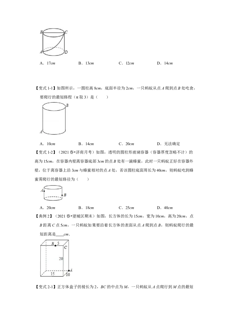 专项09勾股定理之蚂蚁行程模型综合应用（3大类型）（原卷版）_北师大初中数学_8上-北师大版初中数学_旧版_06专项讲练_2022-2023学年八年级数学上册高分突破必练专题（北师大版）