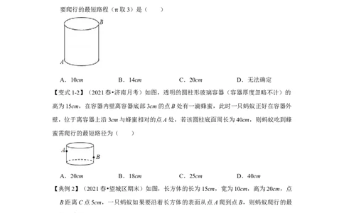 专项09勾股定理之蚂蚁行程模型综合应用（3大类型）（原卷版）_北师大初中数学_8上-北师大版初中数学_旧版_06专项讲练_2022-2023学年八年级数学上册高分突破必练专题（北师大版）