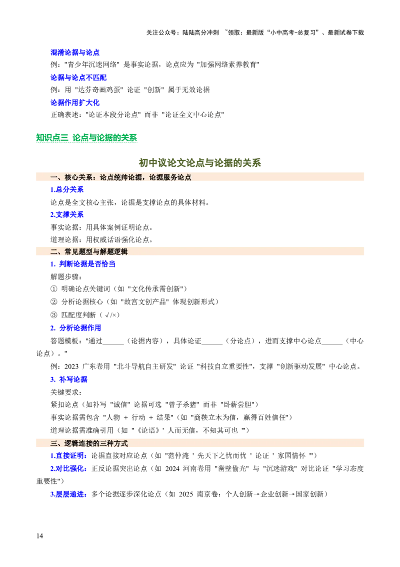 专题21论点与论据（讲练）（原卷版）_02中考总复习（2026版更新中）_01-语文-中考总复习_2025年中考资料_2025中考二轮课件ppt+讲义+练习语文_讲义练习