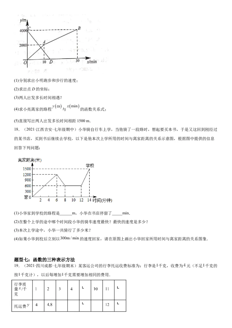 3.1-3.3用表格表示的变量间关系-用图像表示的变量间关系-七年级数学下册《考点&bull;题型&bull;技巧》精讲与精练高分突破（北师大版）_北师大初中数学_7下-北师大版初中数学_06专项讲练