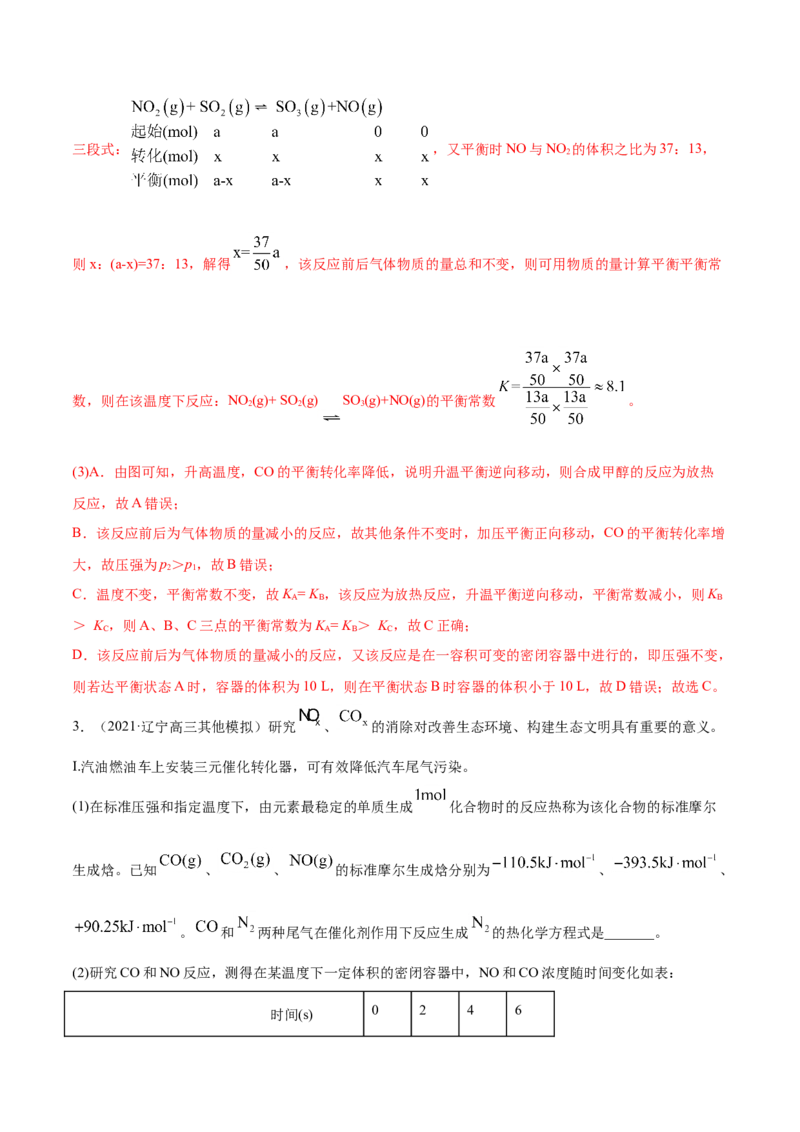 专题14化学反应原理综合-2021年高考真题和模拟题化学分项汇编（解析版）_05高考化学_新高考复习资料_2022年新高考资料_2021年高考真题和模拟题化学分项汇编（全国通用）