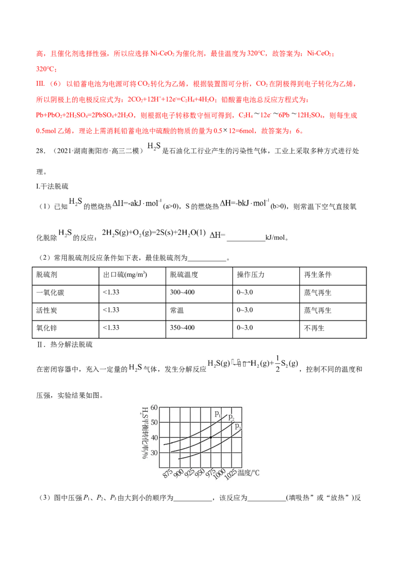 专题14化学反应原理综合-2021年高考真题和模拟题化学分项汇编（解析版）_05高考化学_新高考复习资料_2022年新高考资料_2021年高考真题和模拟题化学分项汇编（全国通用）
