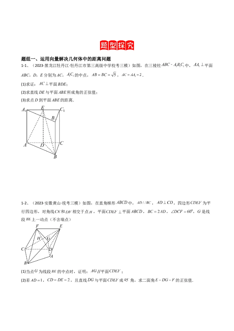 专题13运用空间向量研究立体几何问题（2）（原卷版）_02高考数学_2024年新高考资料_2.2024二轮复习_2024年高三数学二轮优化提优专题训练