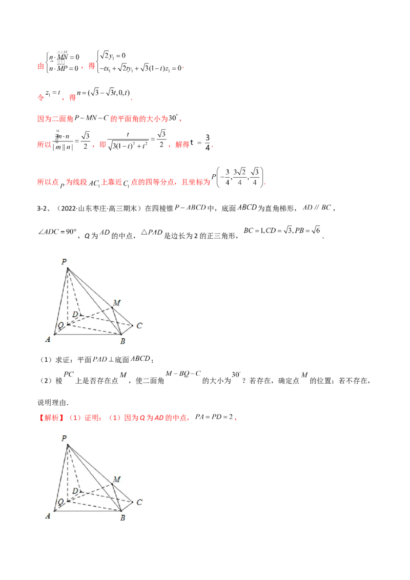 专题13运用空间向量研究立体几何问题（解析版）_02高考数学_新高考复习资料_2023年新高考资料_二轮复习_2023年高考数学二轮优化提升专题训练（新高考地区专用）2924143