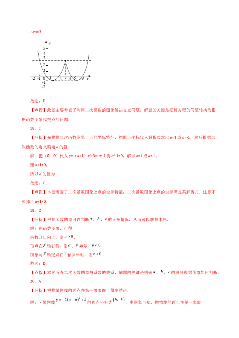 专题22.42二次函数的图象与性质常考知识点分类专题（基础练）-（人教版）_初中数学_九年级数学上册（人教版）_专题突破练习-V4_2024版