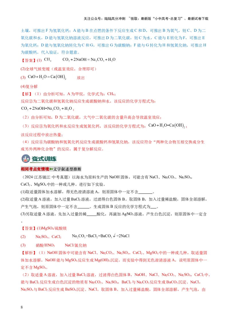 专题07物质的转化与推断（解析版）_02中考总复习（2026版更新中）_05-化学-中考总复习_2025年中考复习资料_2025年中考化学答题方法模板