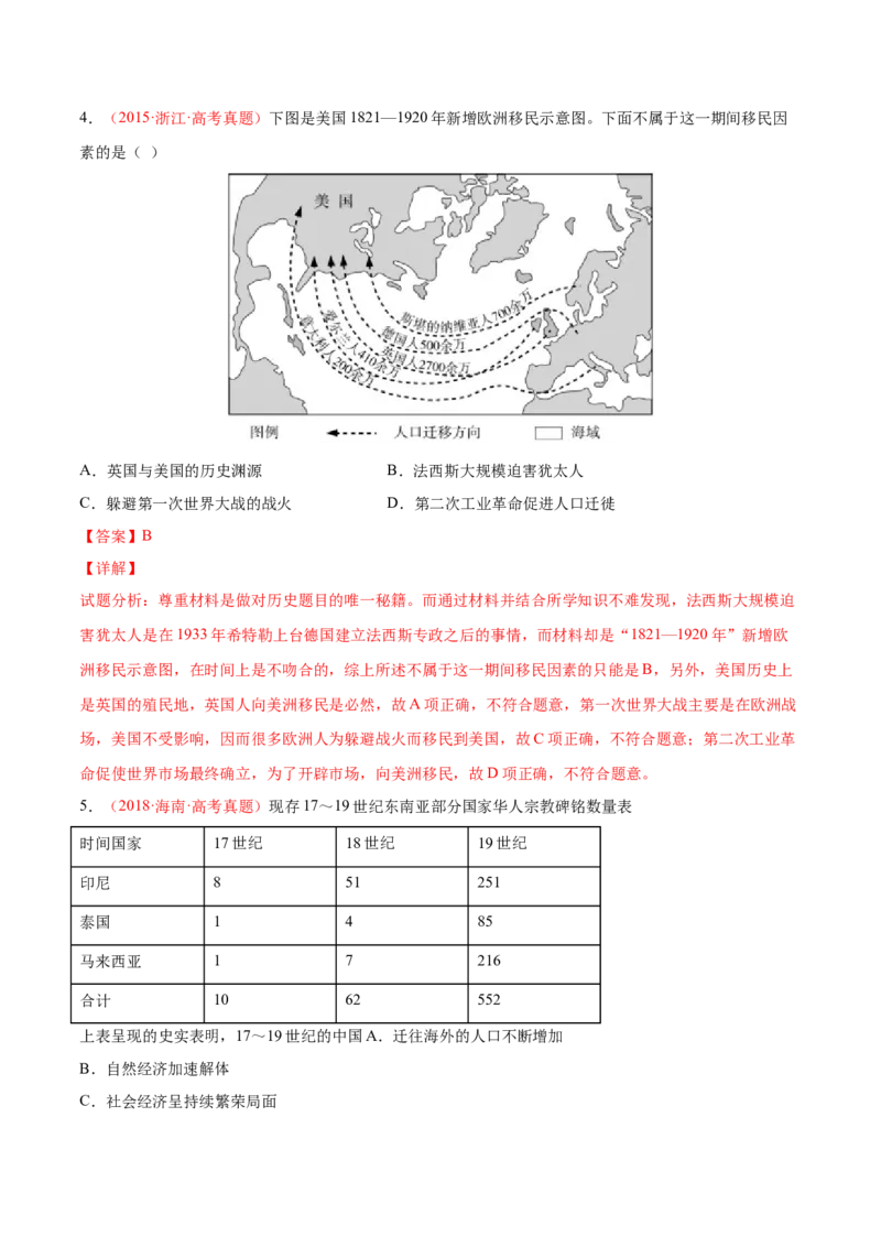专题15人口迁徙、文化交融与认同（解析版）-备战2023年高考历史一轮复习考点微专题（新高考地区专用）_07高考历史_新高考复习资料_2023年新高考复习资料