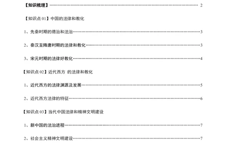 专题17法律与教化（选择性必修一）-口袋书2024年高考历史一轮复习知识清单_07高考历史_新高考复习资料_2024年新高考复习资料_一轮复习资料