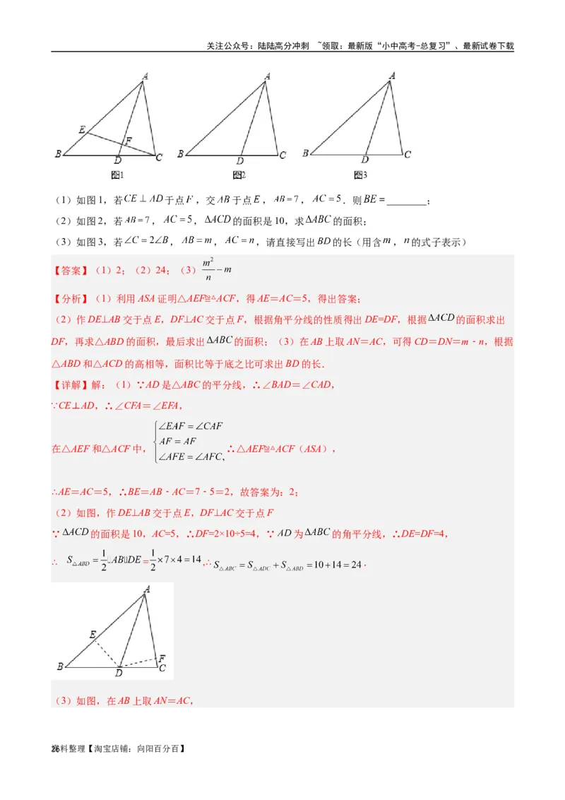 专题08三角形中的重要模型-平分平行（平分射影）构等腰、角平分线第二定理模型（解析版）_02中考总复习（2026版更新中）_02-数学-中考总复习_2024年中考复习资料_专项复习资料