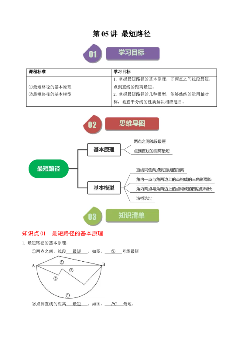 第05讲最短路径（教师版）_初中数学_八年级数学上册（人教版）_同步讲义-U18_2024版