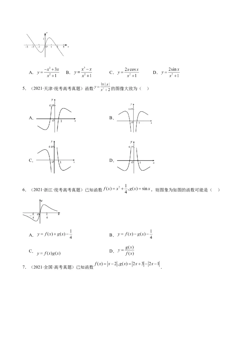 专题13函数的图象(一)(含2021-2023高考真题)(原卷版)_02高考数学_2024年新高考资料_3.2024专项复习_2024年新高考数学之函数专项重难点突破练（新高考专用）