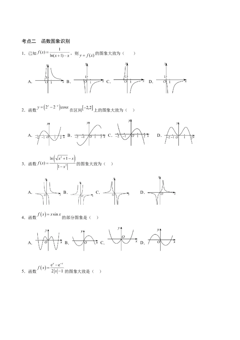 专题13函数的图象(一)(含2021-2023高考真题)(原卷版)_02高考数学_2024年新高考资料_3.2024专项复习_2024年新高考数学之函数专项重难点突破练（新高考专用）