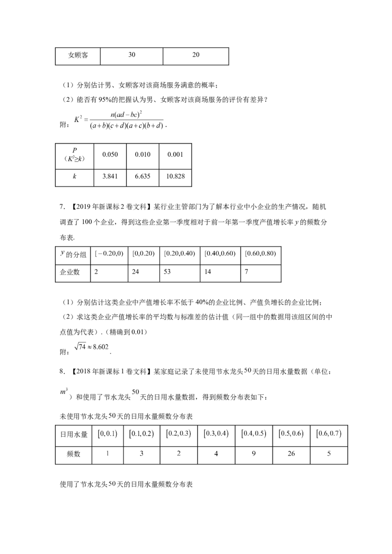 专题16概率与统计（解答题）（文科专用）（学生版）_02高考数学_通用版（老高考）复习资料_2023年复习资料_专项复习_五年（2018-2022）高考数学真题分项汇编（全国通用）