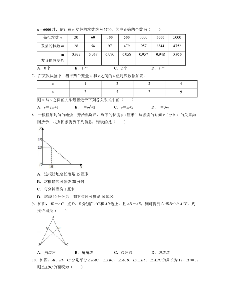 七年级数学下学期期末全真模拟卷（3）（北师大版（原卷版）_北师大初中数学_7下-北师大版初中数学_7下-初中数学北师大版（旧版）赠送_05习题试卷_4期末试卷