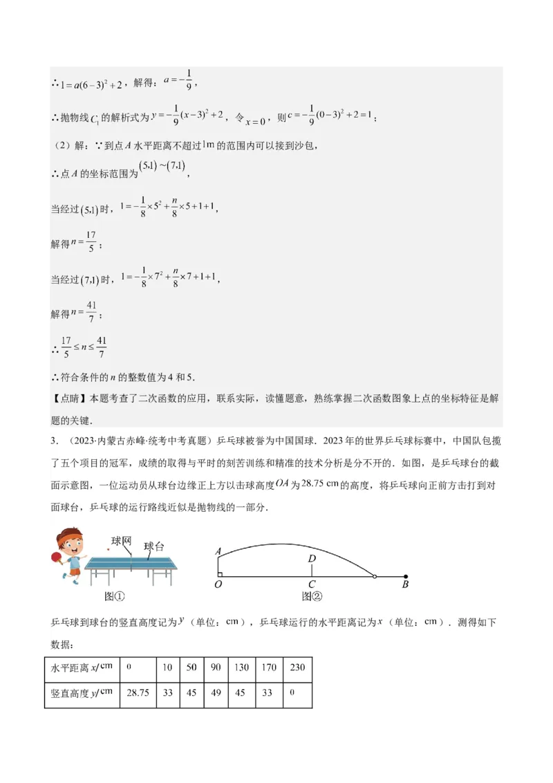 专题22.8实际问题与二次函数之六大题型(教师版)_初中数学_九年级数学上册（人教版）_重难点专题提优-V8