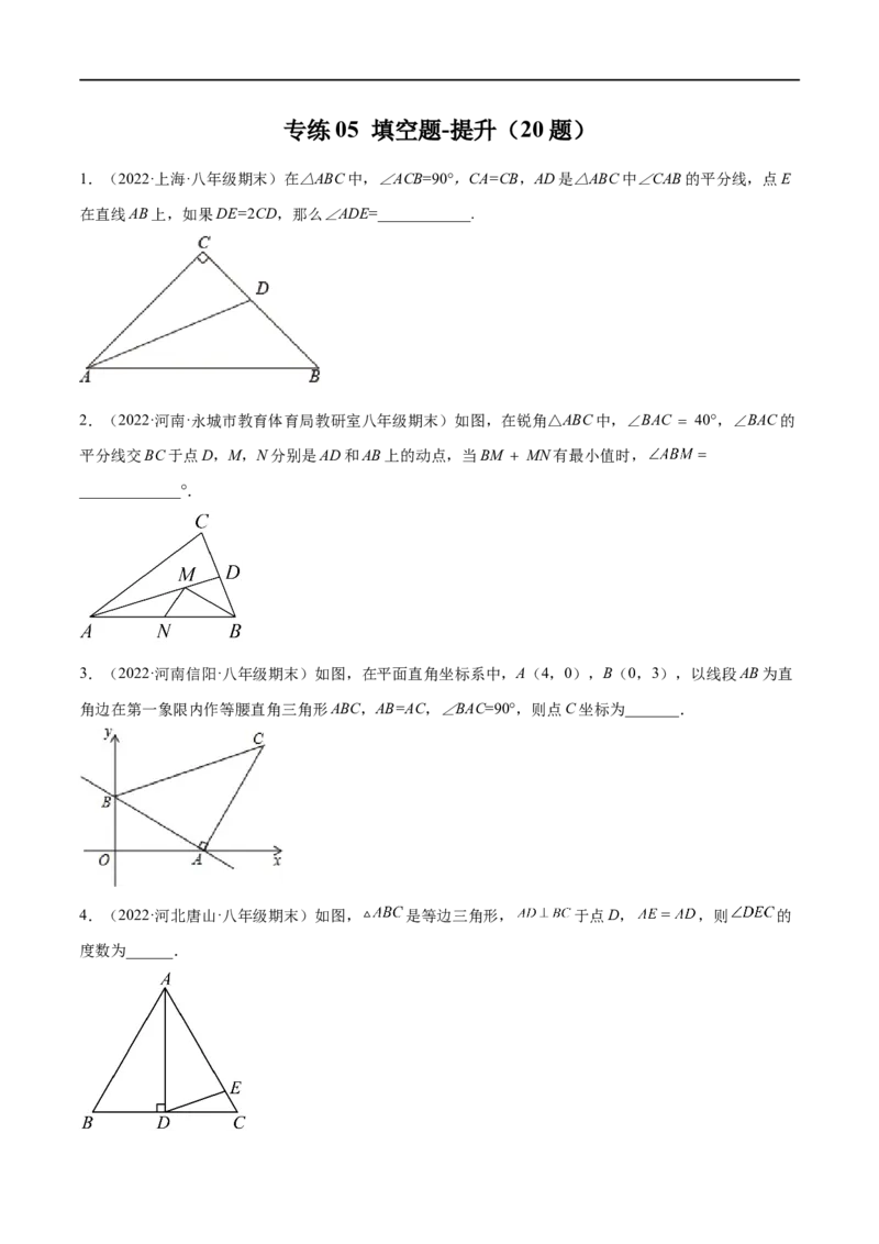 专练05填空题-提升（20题）八年级数学下学期期末考点必杀200题（北师版）（原卷版）_北师大初中数学_8下-北师大版初中数学_旧版-可参考_05习题试卷_5专项练习