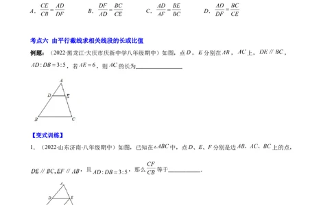 专题09成比例线段、平行线分线段成比例(原卷版)_北师大初中数学_9上-北师大版初中数学_06专项讲练_学霸满分2022-2023学年九年级数学上册重难点专题提优训练（北师大版）