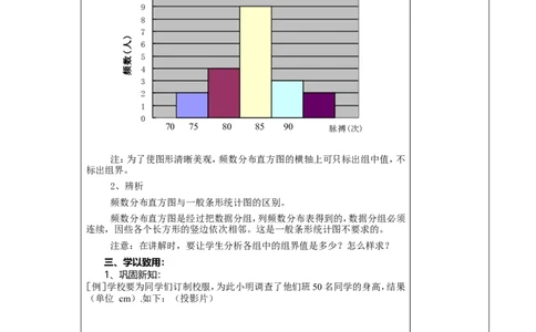 6.3第2课时频数直方图2_北师大初中数学_7上-北师大版初中数学_7上-初中数学北师大（旧版）赠送_03教案_全册教案3（赠送）