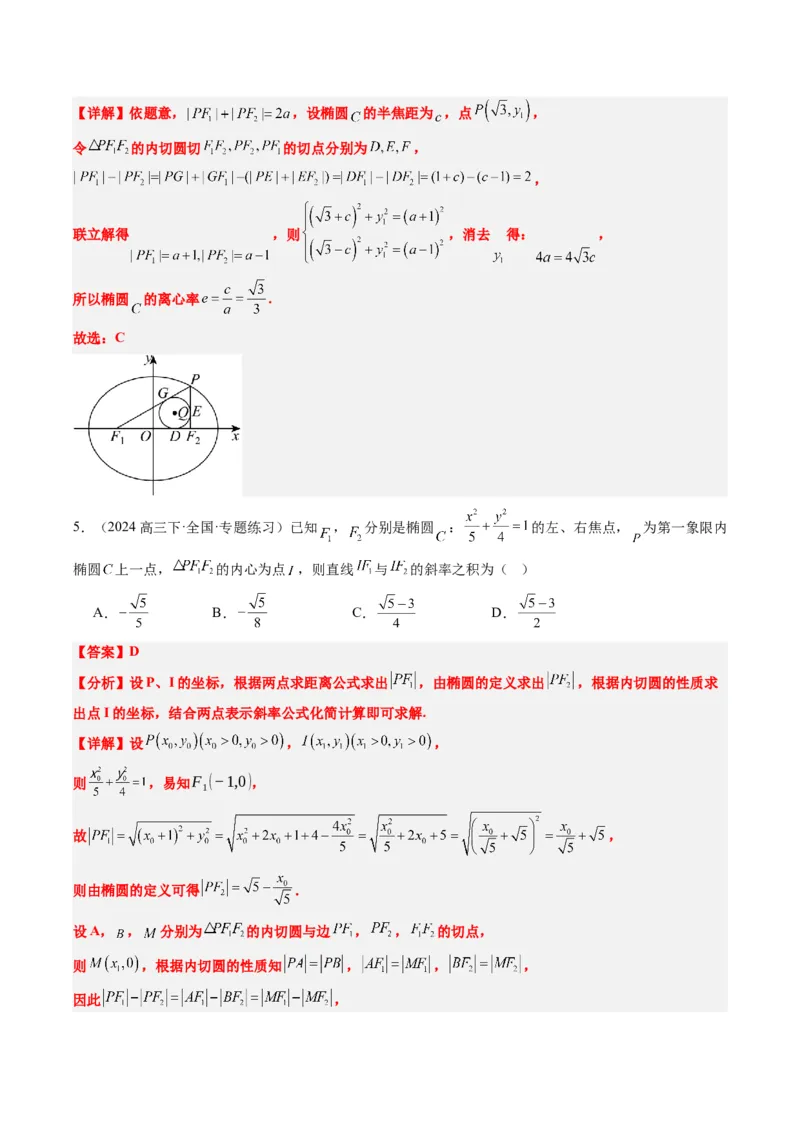 专题14阿基米德三角形与椭圆、双曲线焦点三角形内切圆问题（3大题型）-2025年高考数学二轮热点题型归纳与变式演练（新高考通用）（解析版）_02高考数学_2025年新高考资料_二轮复习