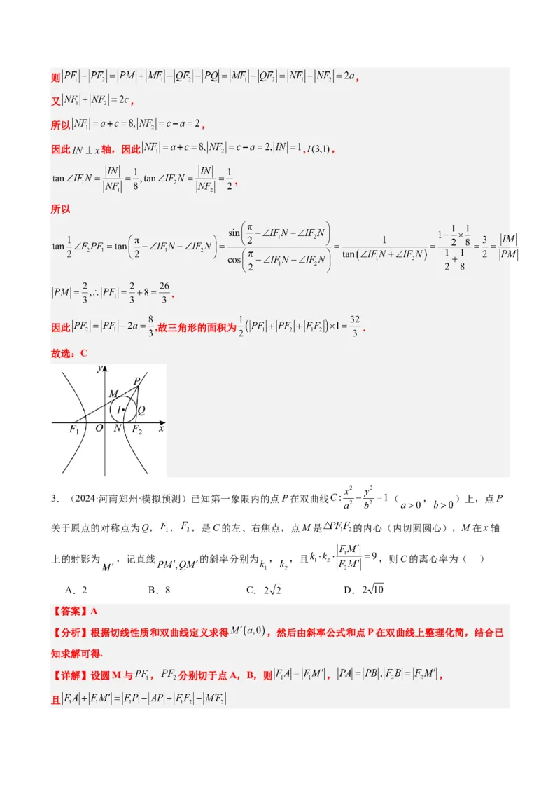 专题14阿基米德三角形与椭圆、双曲线焦点三角形内切圆问题（3大题型）-2025年高考数学二轮热点题型归纳与变式演练（新高考通用）（解析版）_02高考数学_2025年新高考资料_二轮复习