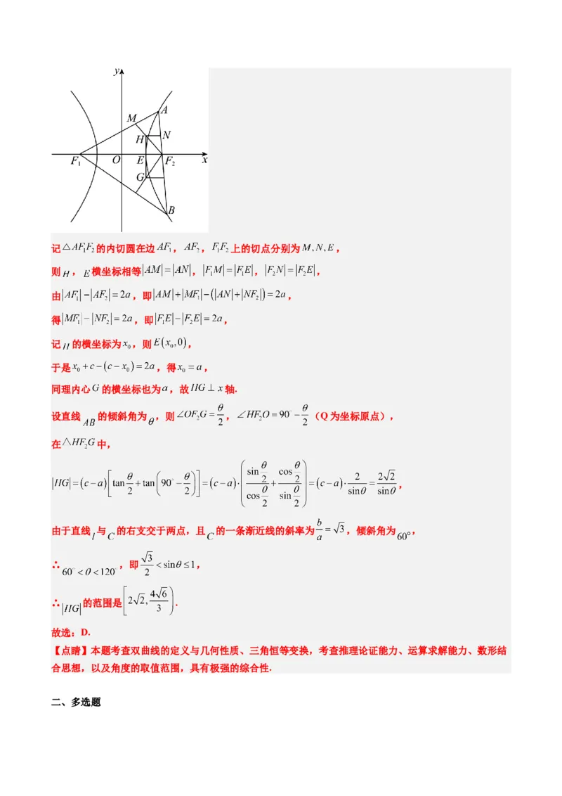 专题14阿基米德三角形与椭圆、双曲线焦点三角形内切圆问题（3大题型）-2025年高考数学二轮热点题型归纳与变式演练（新高考通用）（解析版）_02高考数学_2025年新高考资料_二轮复习