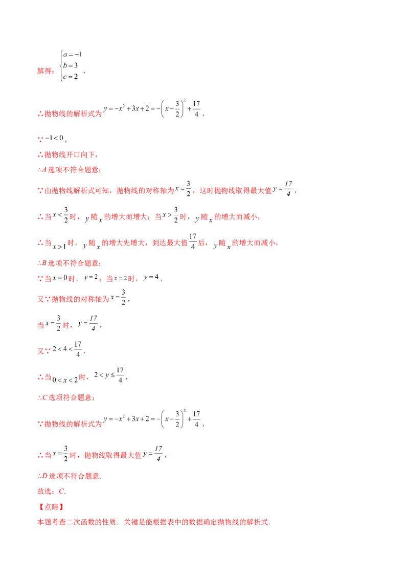专题05二次函数y=ax&sup2;+bx+c的图像和性质(解析版)（重点突围）_北师大初中数学_9上-北师大版初中数学_06专项讲练_学霸满分2022-2023学年九年级数学上册重难点专题提优训练（北师大版）