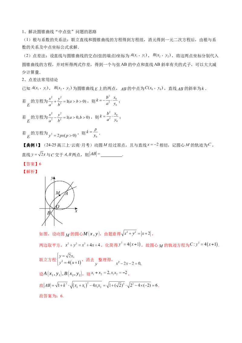 专题17圆锥曲线的综合应用（3知识点+6重难点+5方法技巧+3易错易混）（解析版）_02高考数学_2025年新高考资料_一轮复习_上好课2025年高考数学一轮复习知识清单3246850
