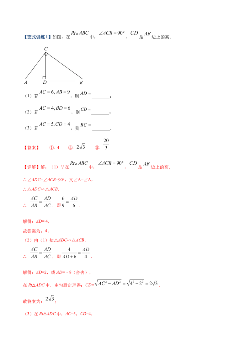 专题06双垂直型（解析版）-2022-2023学年九年级数学相似三角形基本模型探究（北师大版）_北师大初中数学_9下-北师大版初中数学_06专项讲练