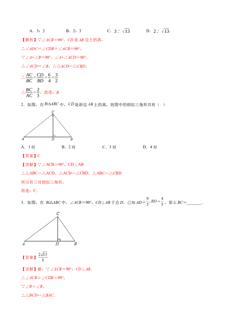 专题06双垂直型（解析版）-2022-2023学年九年级数学相似三角形基本模型探究（北师大版）_北师大初中数学_9下-北师大版初中数学_06专项讲练