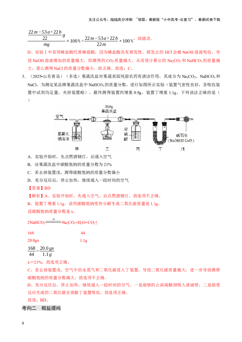 专题07常见的盐和化肥（解析版）_02中考总复习（2026版更新中）_05-化学-中考总复习_2026年中考复习（更新中）_备战2026年中考化学真题题源解密