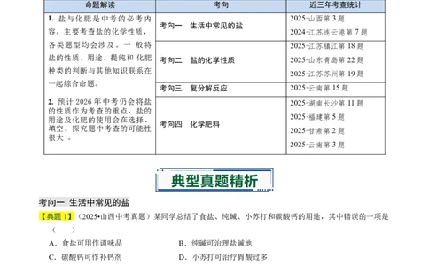 专题07常见的盐和化肥（解析版）_02中考总复习（2026版更新中）_05-化学-中考总复习_2026年中考复习（更新中）_备战2026年中考化学真题题源解密